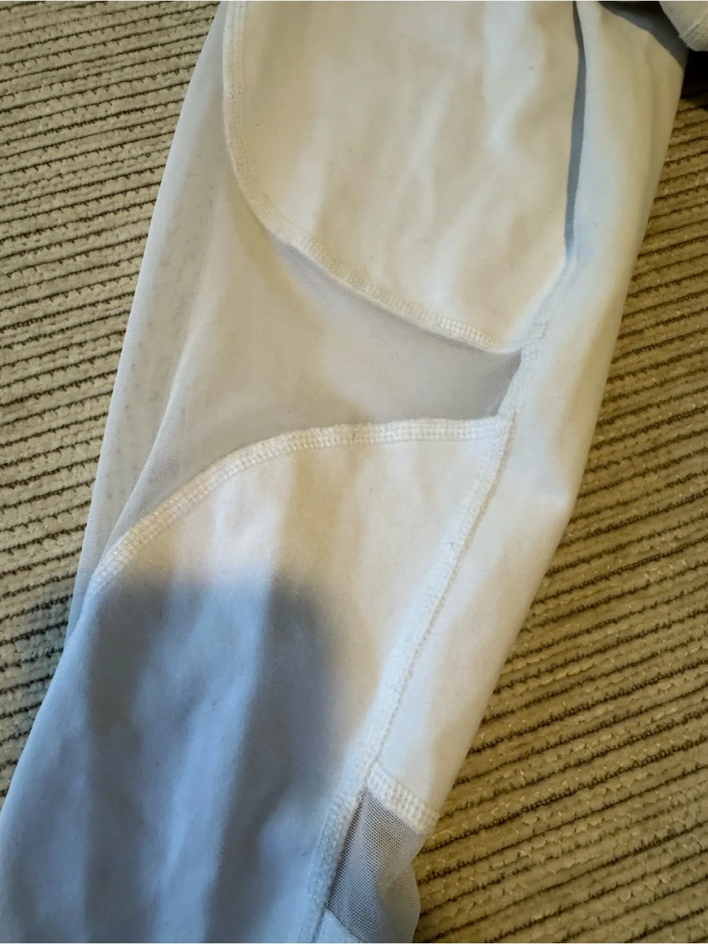 ALO Yoga White Performance Leggings with Mesh Insets